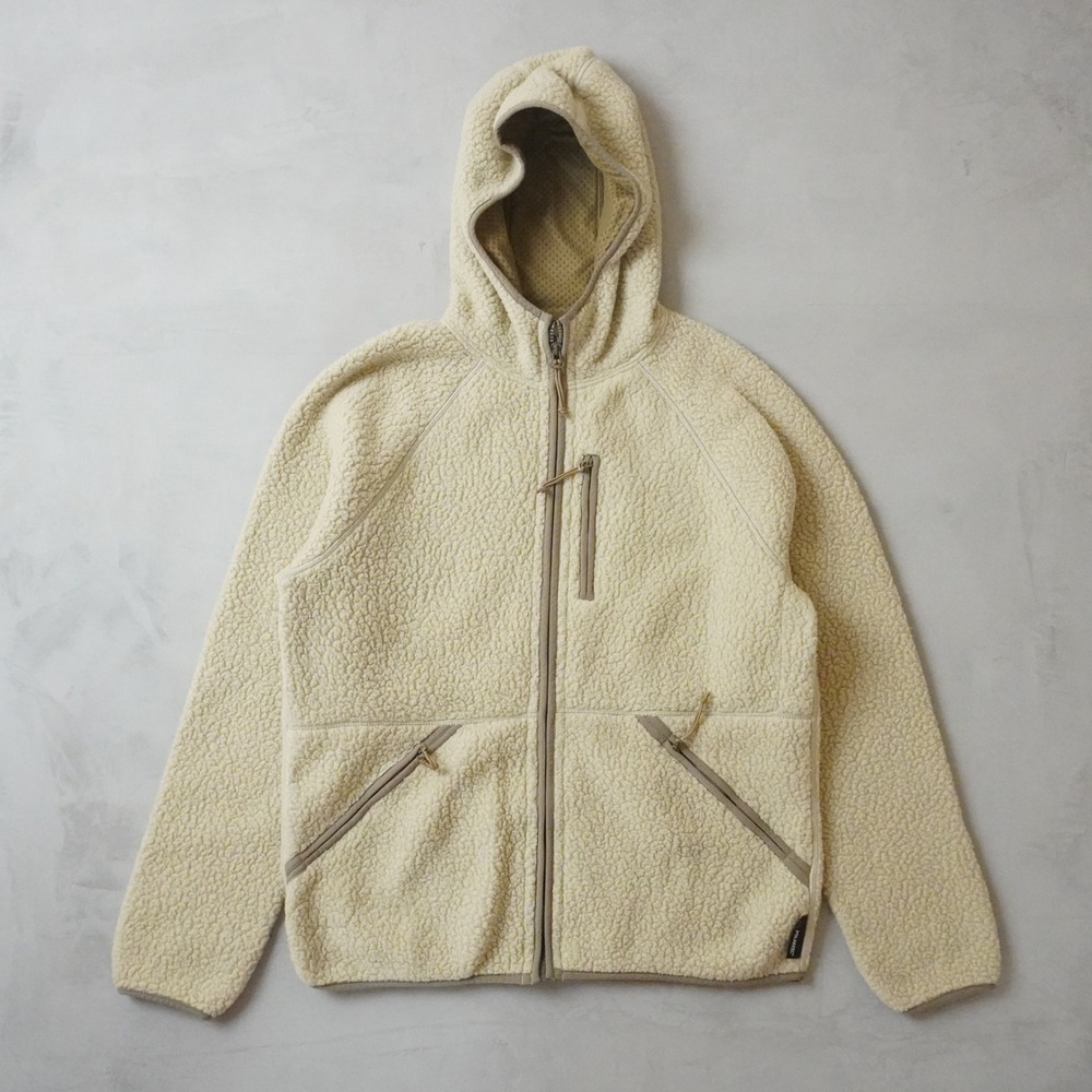 J. Crew Nordic Polartec Sherpa Fleece Hoodie Large Mens Cream Full Zip Y2K